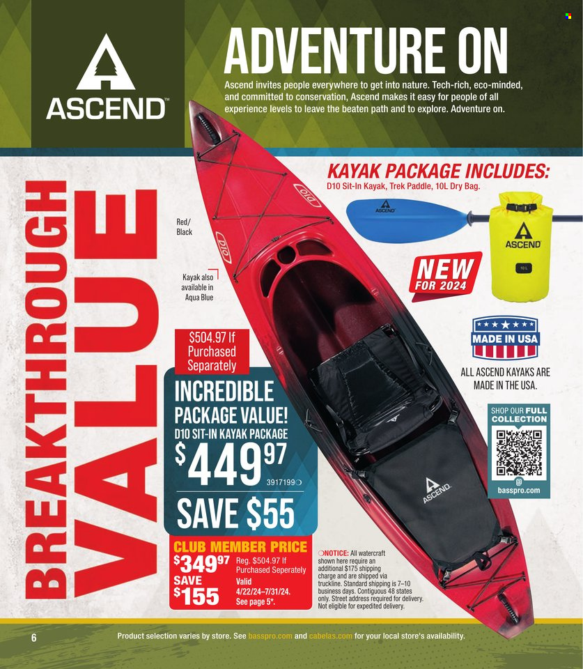 thumbnail - Cabela's Flyer - Sales products - dry bag, kayak. Page 6.