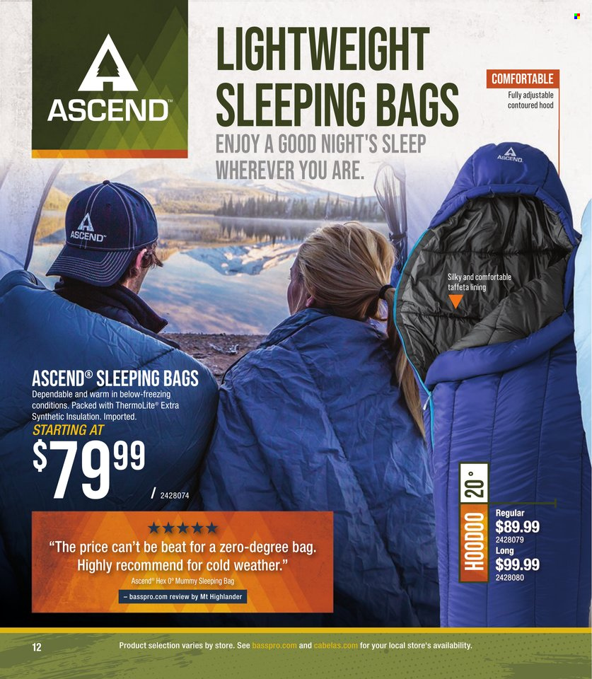 thumbnail - Cabela's Flyer - Sales products - sleeping bag. Page 12.