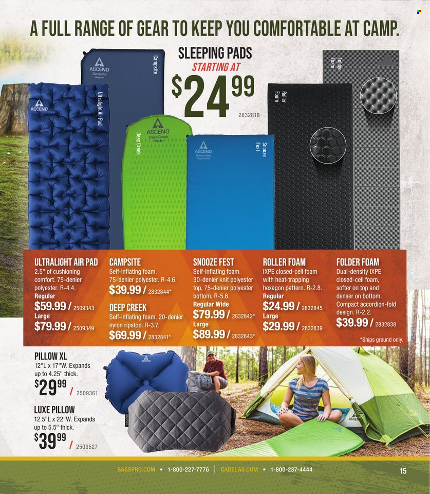 thumbnail - Cabela's Flyer - Sales products - pillow, roller. Page 15.