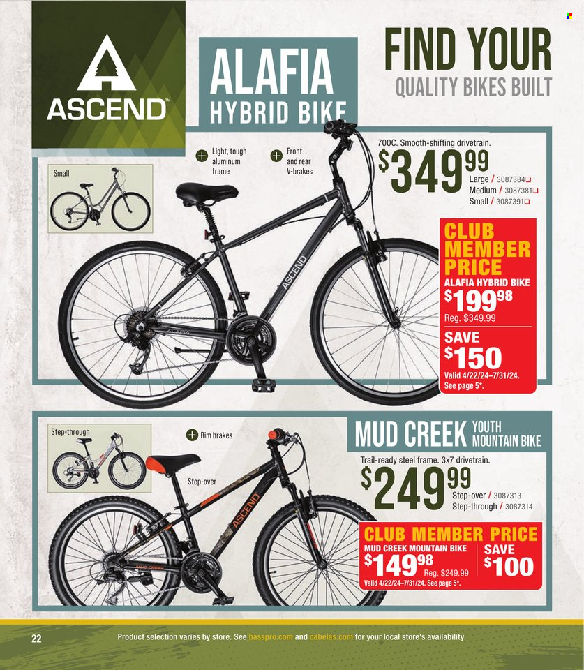 thumbnail - Cabela's Flyer - Sales products - mountain bike, bike lights, bicycle. Page 22.