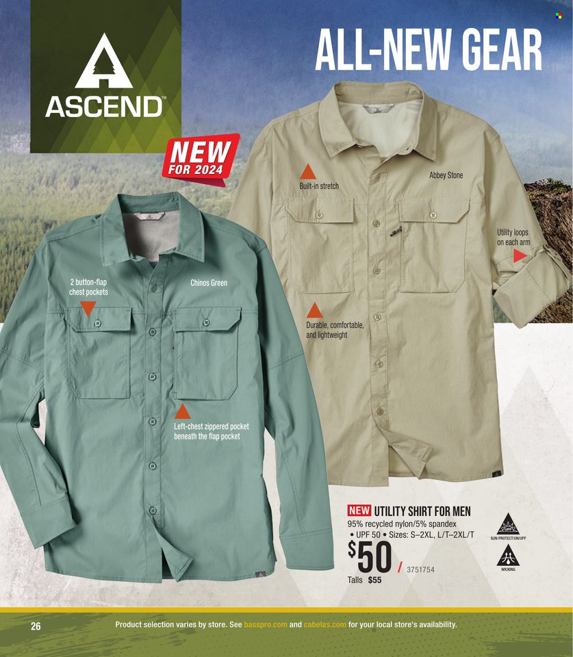 thumbnail - Cabela's Flyer - Sales products - trousers, shirt. Page 26.