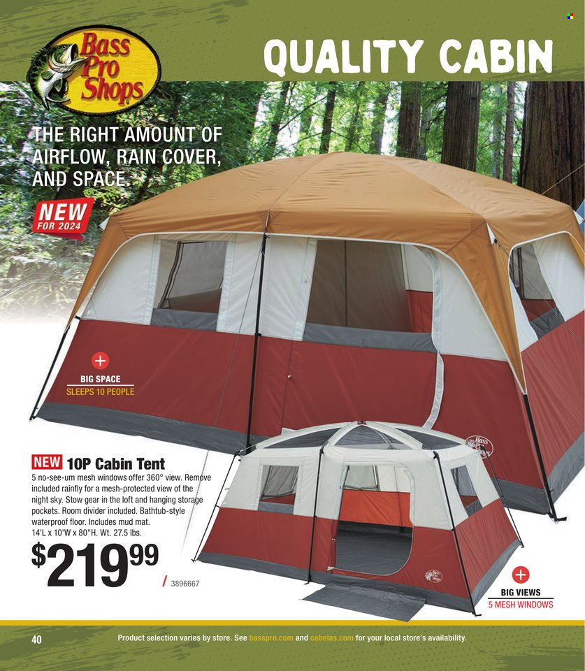 thumbnail - Cabela's Flyer - Sales products - Bass Pro, tent. Page 40.