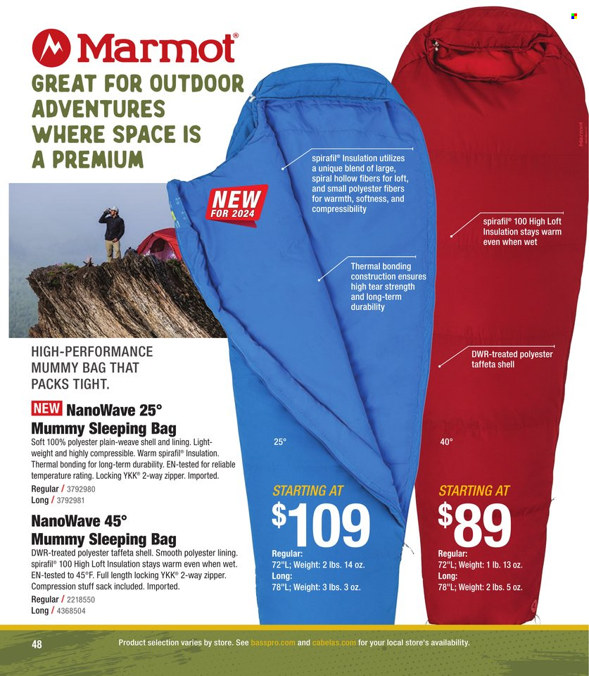 thumbnail - Cabela's Flyer - Sales products - sleeping bag, Shell. Page 48.