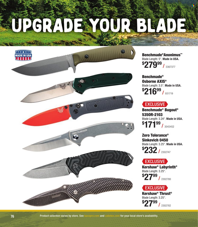 thumbnail - Cabela's Flyer - Sales products - Kershaw. Page 76.