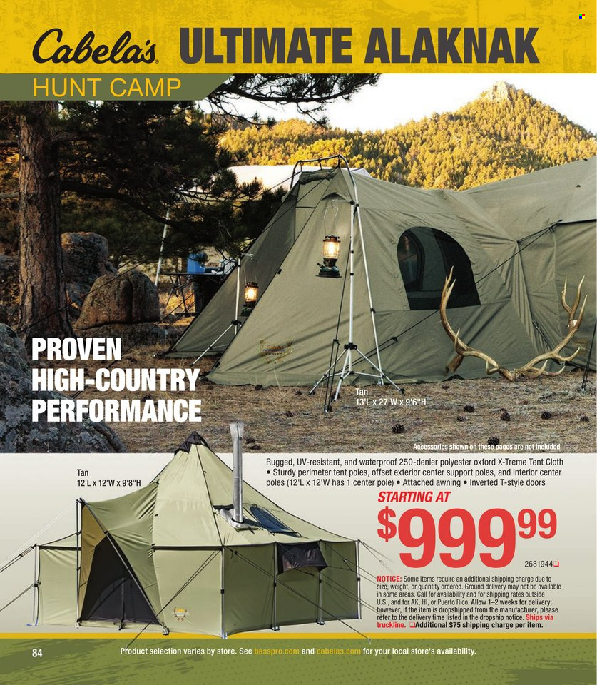 thumbnail - Cabela's Flyer - Sales products - tent. Page 84.