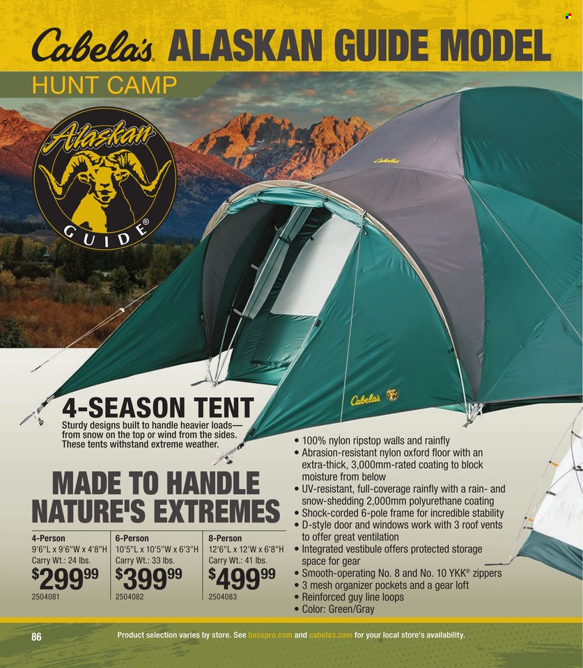 thumbnail - Cabela's Flyer - Sales products - tent. Page 86.