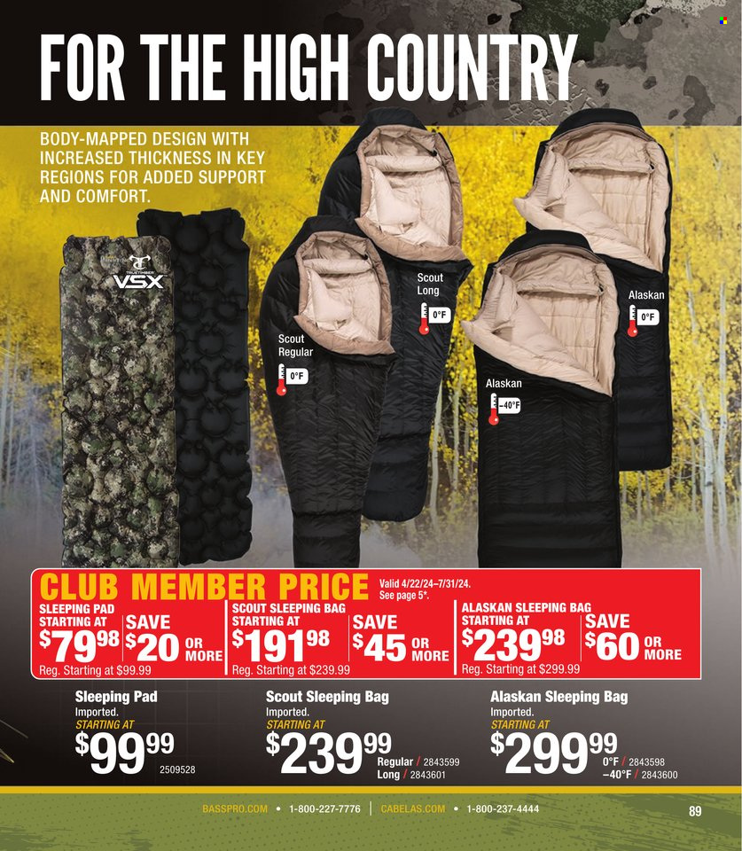 thumbnail - Cabela's Flyer - Sales products - sleeping bag. Page 89.