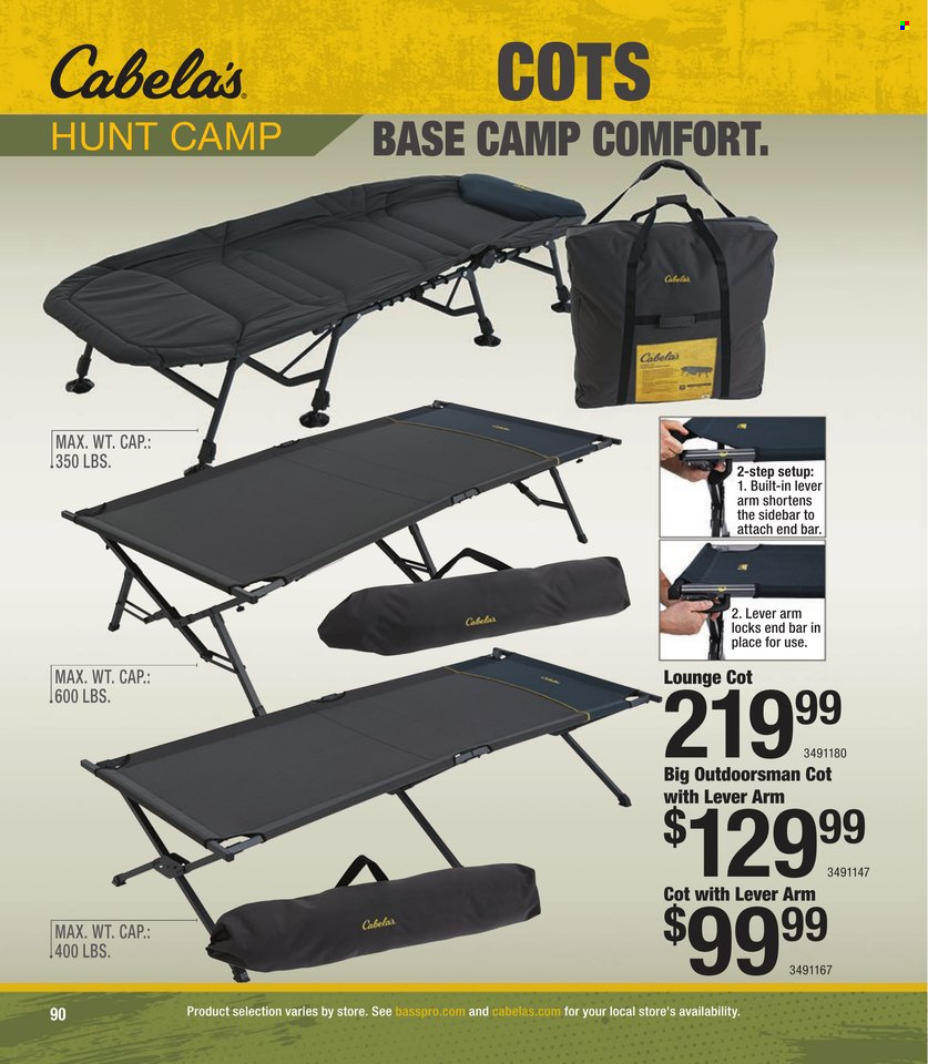 thumbnail - Cabela's Flyer - Sales products - lounge, cot. Page 90.