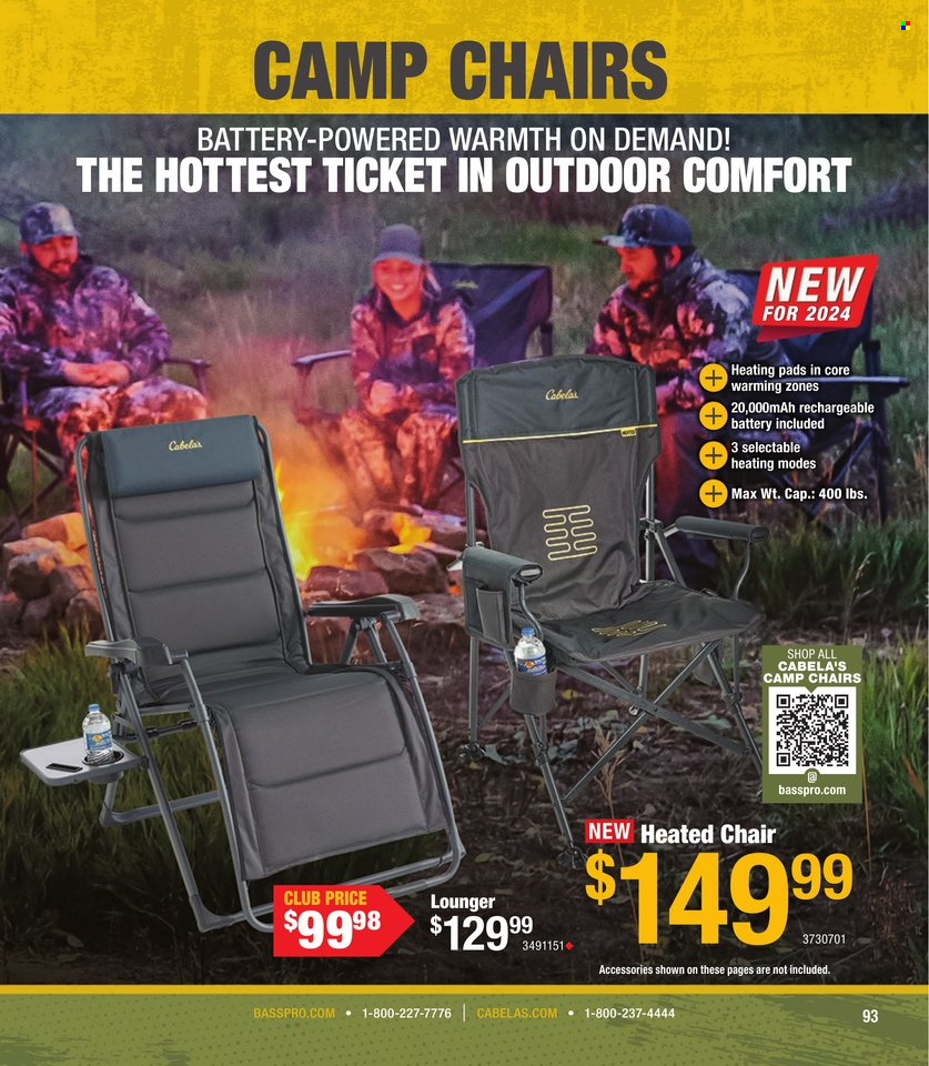 thumbnail - Cabela's Flyer - Sales products - chair, camping chair. Page 93.