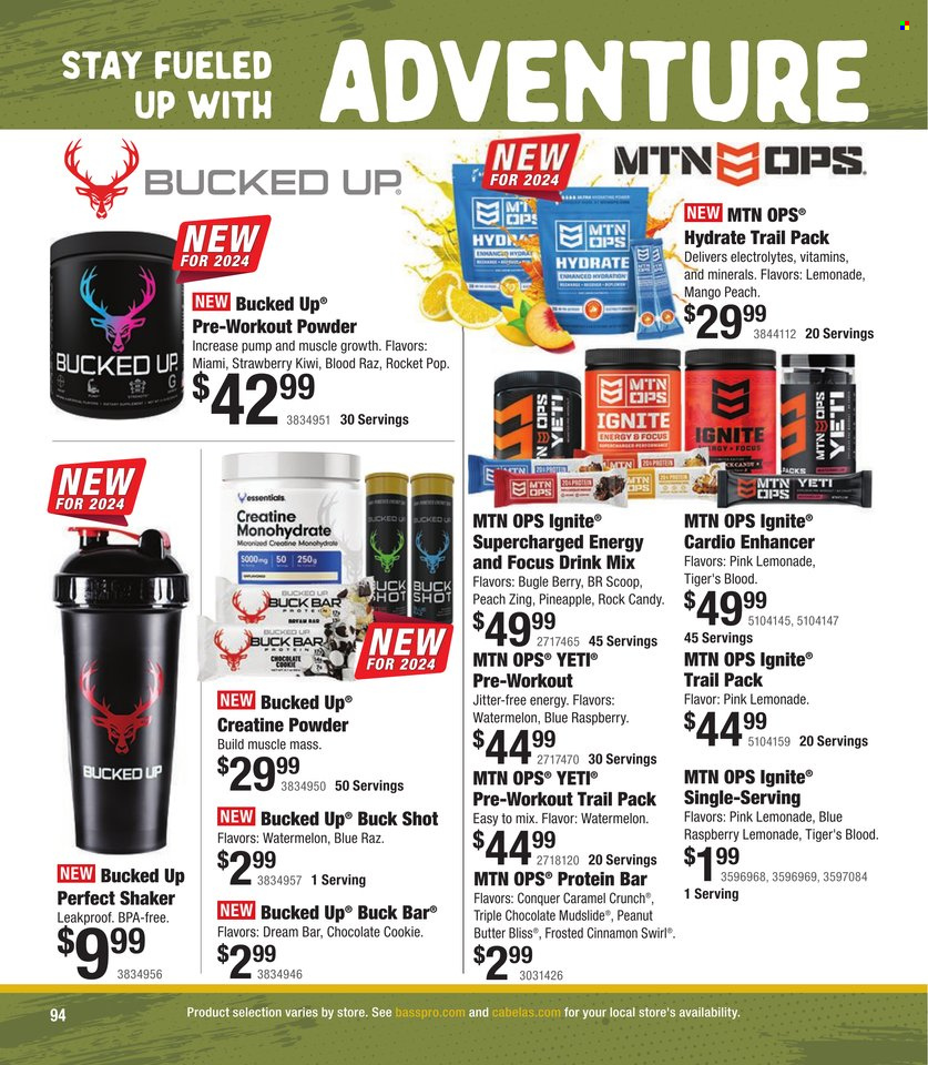 thumbnail - Cabela's Flyer - Sales products - Candy, ammo, rocket, cinnamon roll. Page 94.