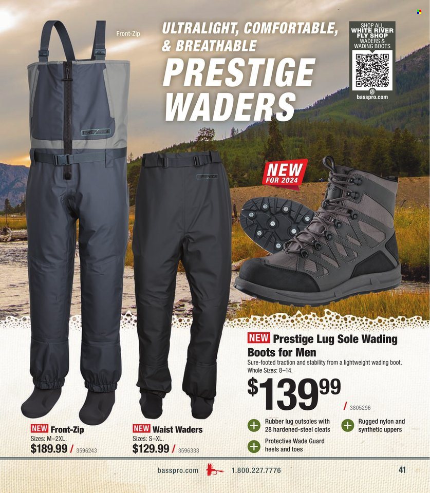 thumbnail - Cabela's Flyer - Sales products - boots, cleats, heels, wading boots. Page 41.