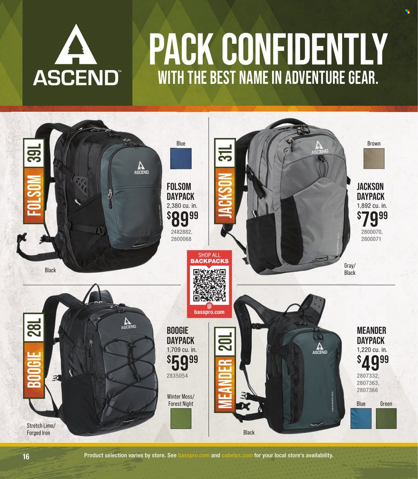 thumbnail - Bass Pro Shops Flyer - Sales products - backpack. Page 16.