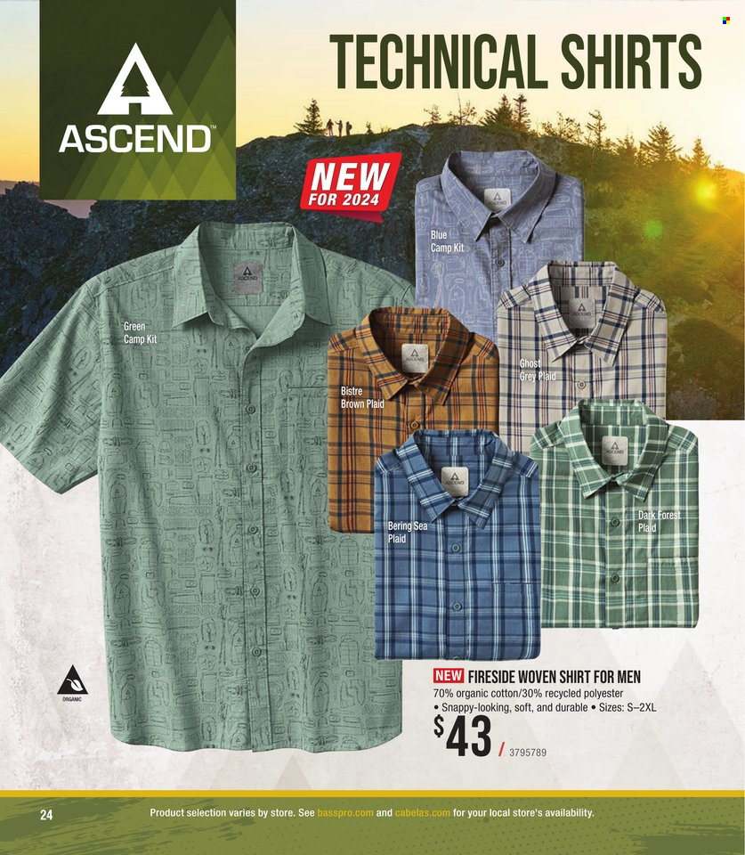 thumbnail - Bass Pro Shops Flyer - Sales products - shirt, woven shirt. Page 24.