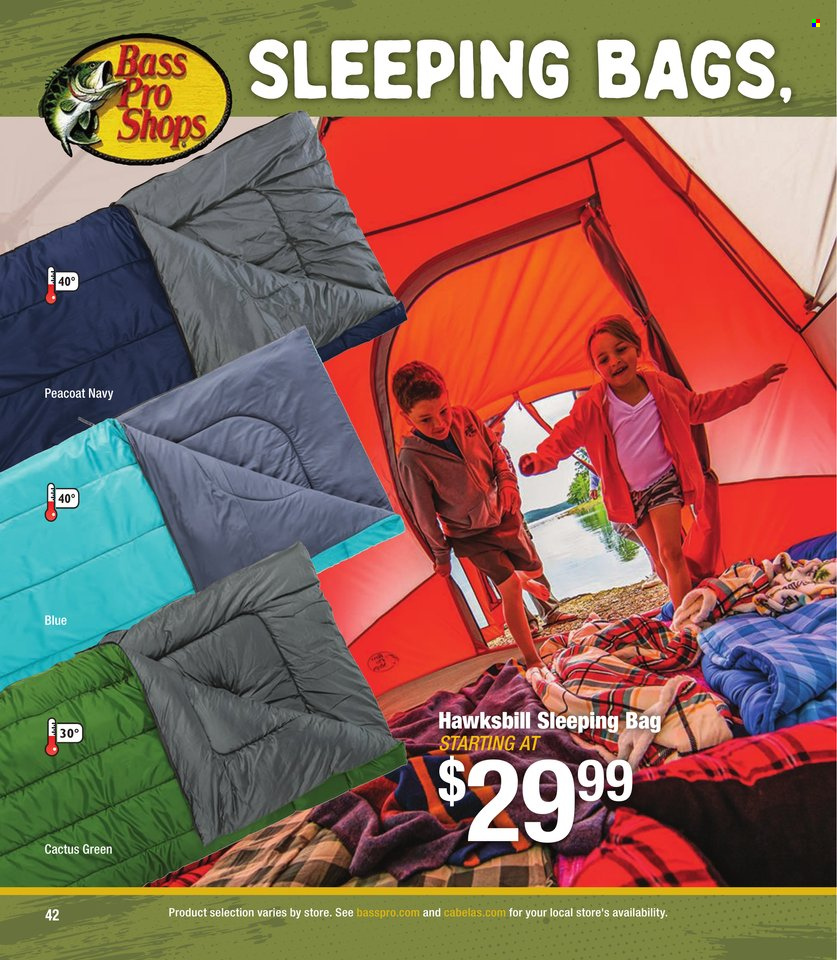 thumbnail - Bass Pro Shops Flyer - Sales products - sleeping bag. Page 42.