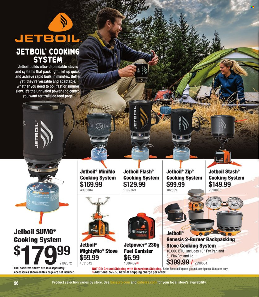 thumbnail - Bass Pro Shops Flyer - Sales products - backpacking stove. Page 96.