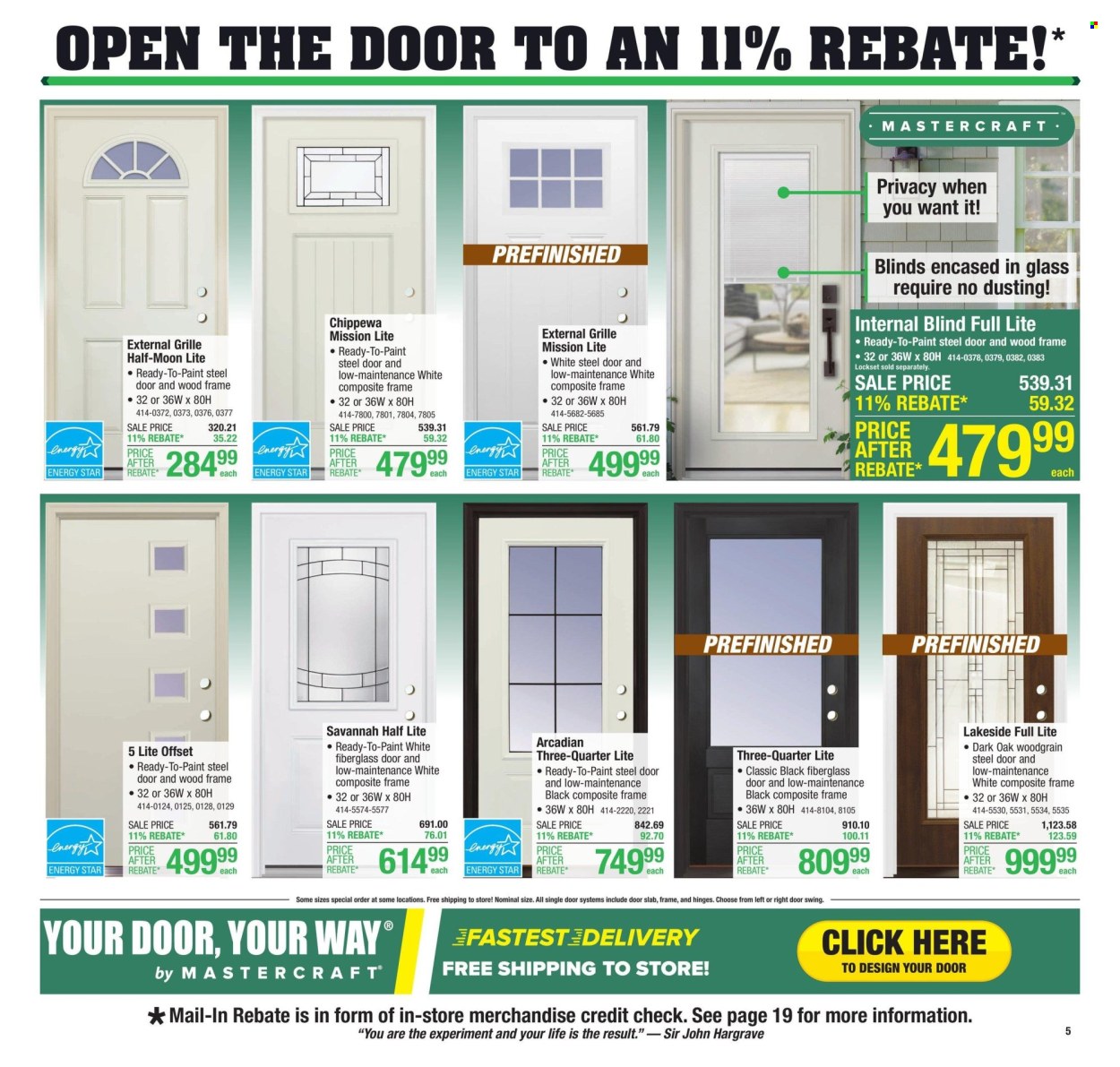 thumbnail - Menards Flyer - 04/25/2024 - 05/05/2024 - Sales products - Chippewa, paint, blinds, steel door, lockset. Page 8.