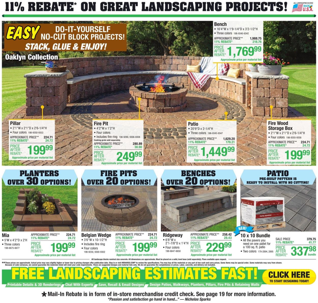 thumbnail - Menards Flyer - 04/25/2024 - 05/05/2024 - Sales products - Planters, glue, bench, fire bowl. Page 14.