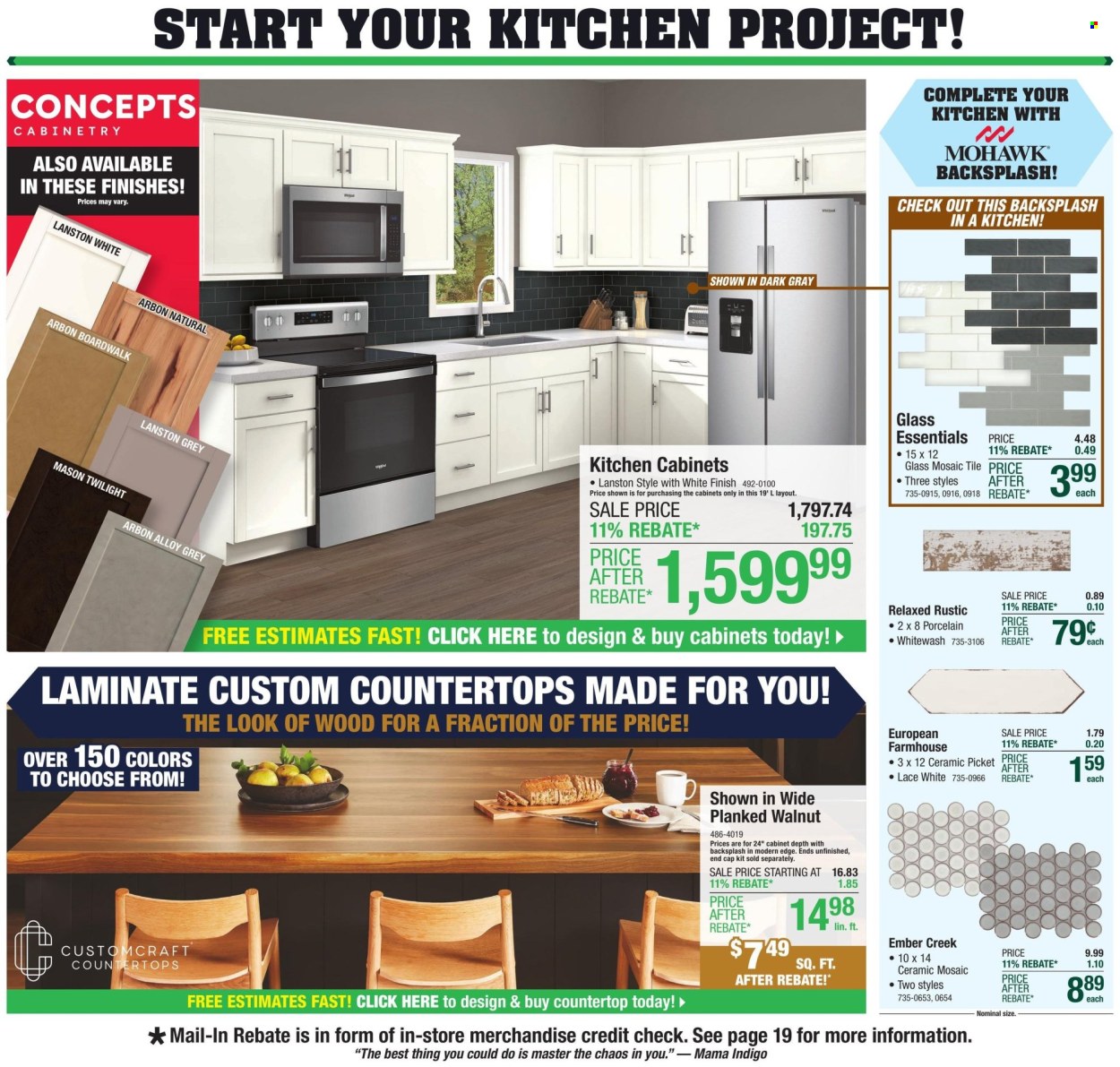 thumbnail - Menards Flyer - 04/25/2024 - 05/05/2024 - Sales products - kitchen cabinet, cabinet, glass mosaic. Page 27.