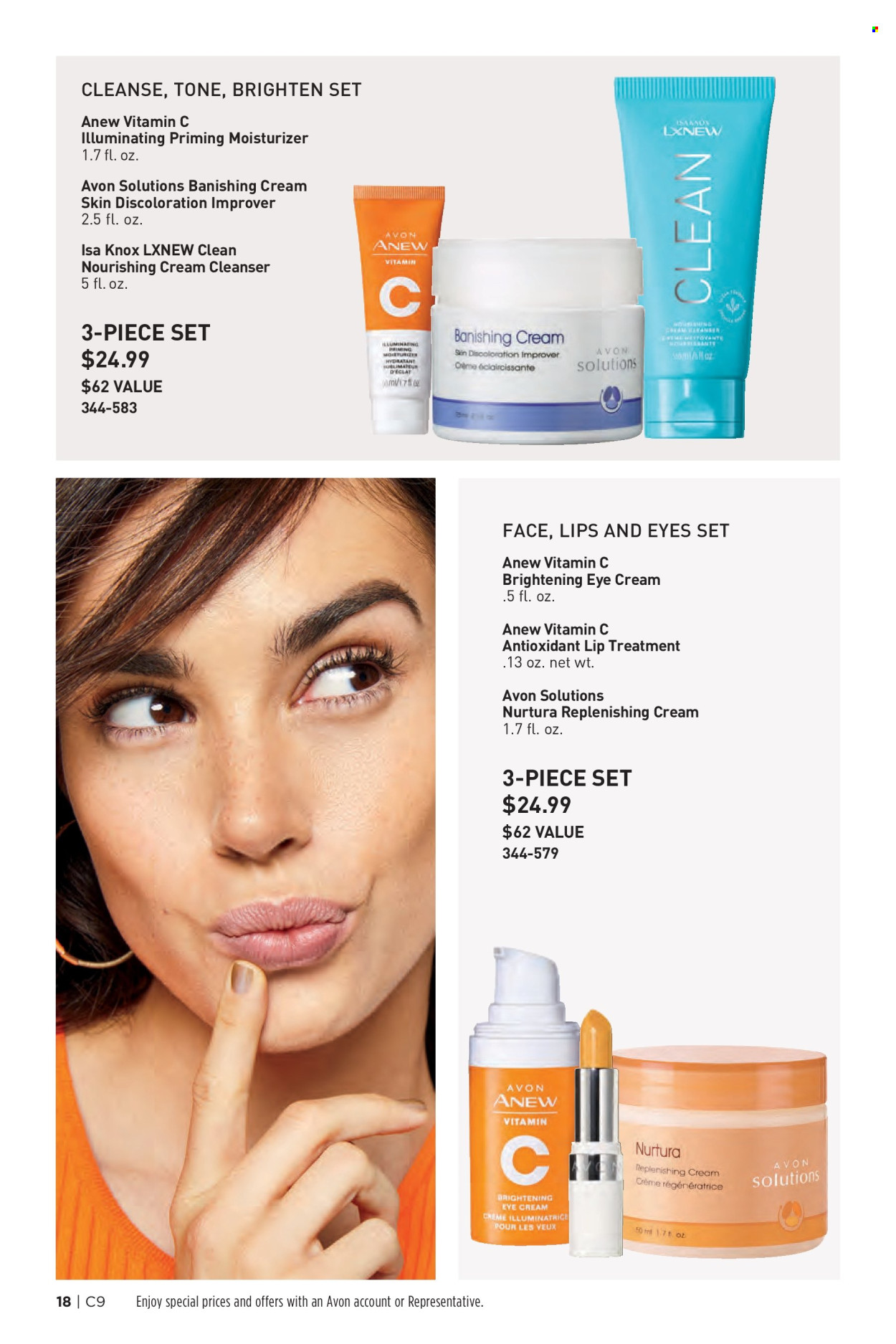 thumbnail - Avon Flyer - 04/24/2024 - 05/07/2024 - Sales products - Avon, Anew, cleanser, moisturizer, eye cream. Page 18.