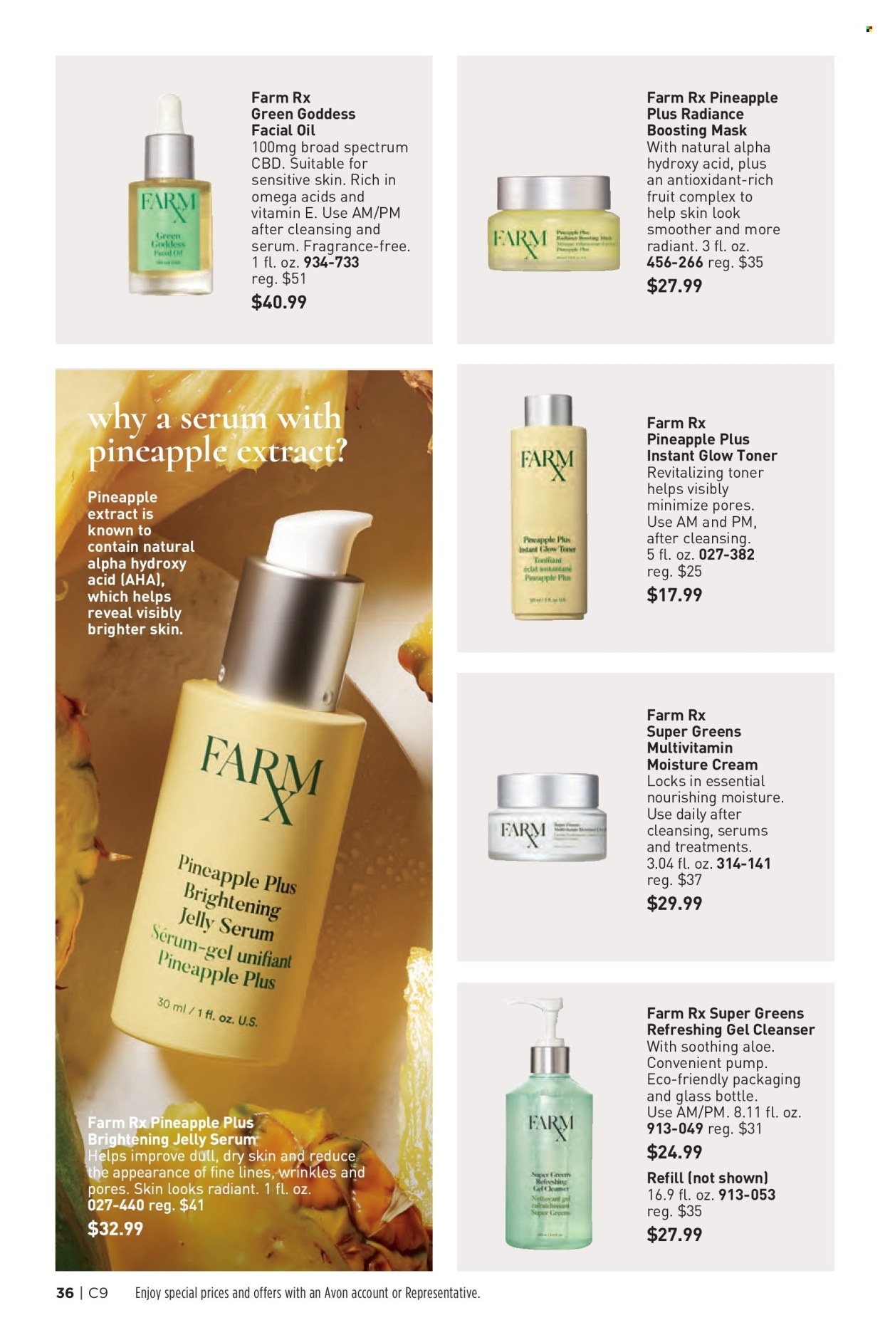 thumbnail - Avon Flyer - 04/24/2024 - 05/07/2024 - Sales products - Avon, cleanser, serum, toner, facial oil, Eclat, fragrance. Page 36.