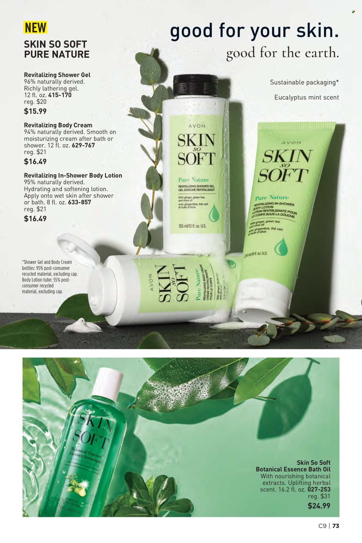 thumbnail - Avon Flyer - 04/24/2024 - 05/07/2024 - Sales products - bath oil, shower gel, Avon, Skin So Soft, moisturing cream, body lotion, body cream. Page 73.