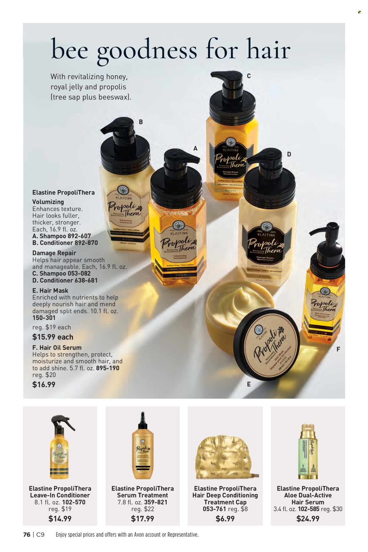 thumbnail - Avon Flyer - 04/24/2024 - 05/07/2024 - Sales products - shampoo, Avon, hair products, serum, royal jelly, conditioner, hair oil, hair mask. Page 76.