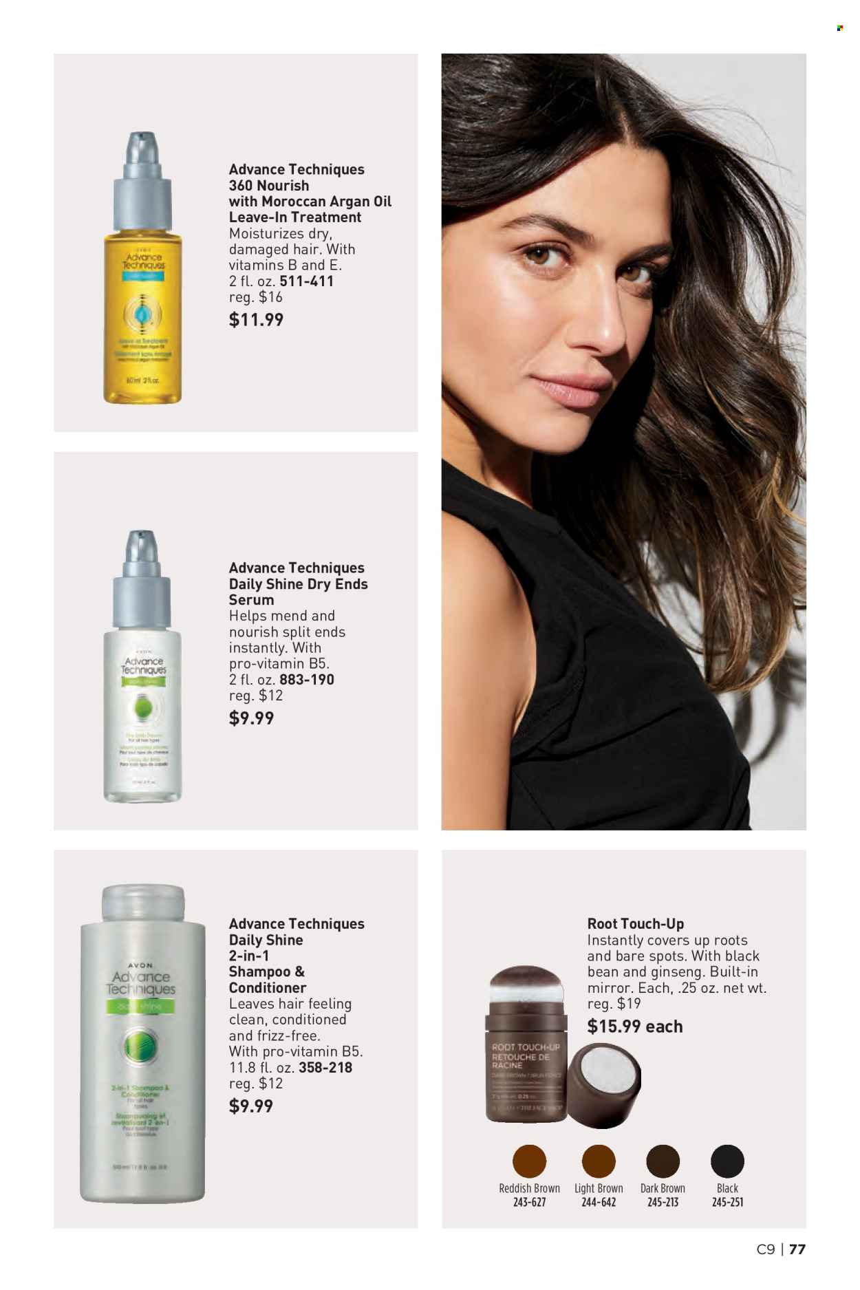 thumbnail - Avon Flyer - 04/24/2024 - 05/07/2024 - Sales products - shampoo, Avon, serum, Root Touch-Up, conditioner. Page 77.