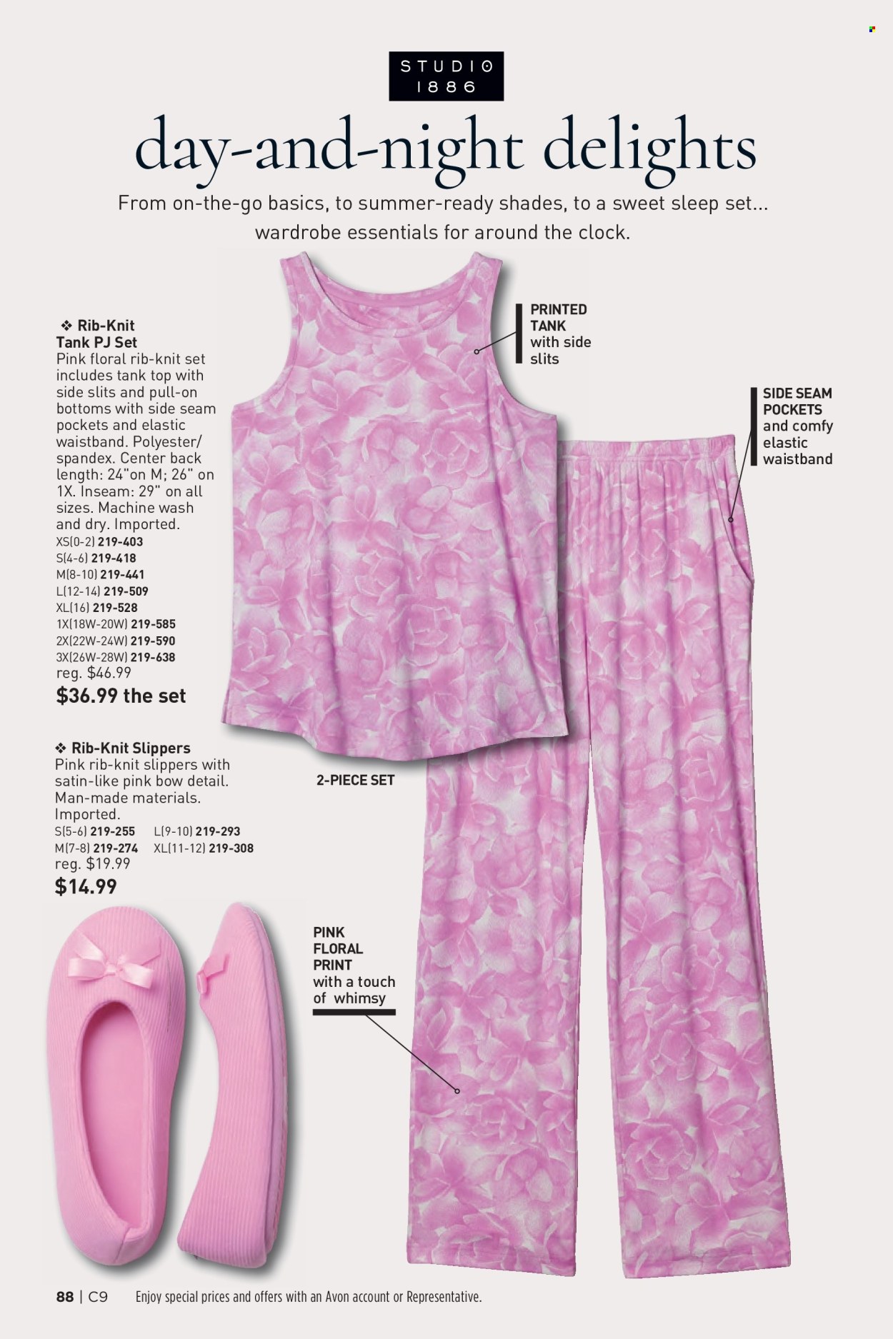 thumbnail - Avon Flyer - 04/24/2024 - 05/07/2024 - Sales products - slippers, Avon, tank top, pajamas, shades, sleep set. Page 88.