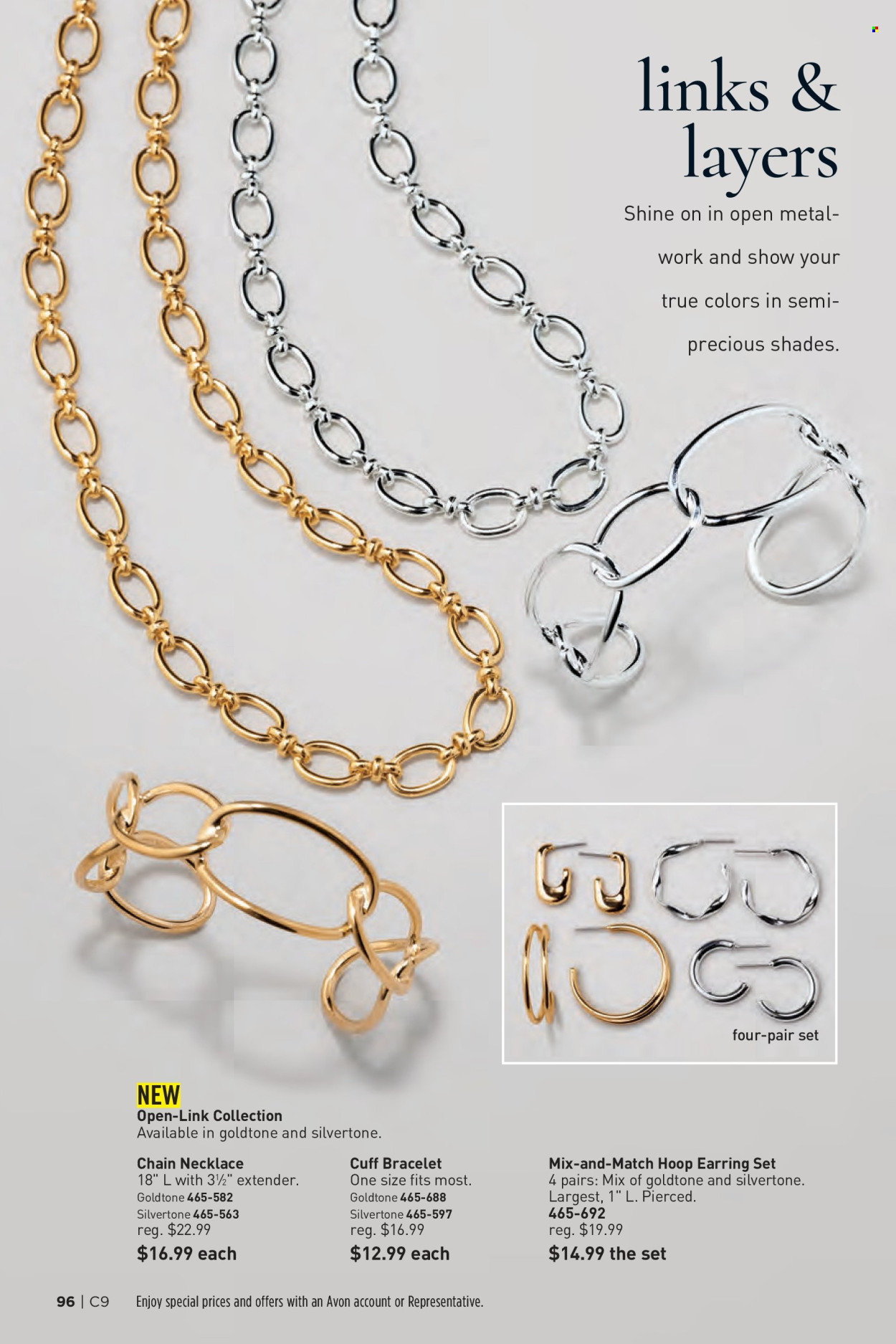 thumbnail - Avon Flyer - 04/24/2024 - 05/07/2024 - Sales products - Avon, bracelet, earrings, necklace, shades. Page 96.