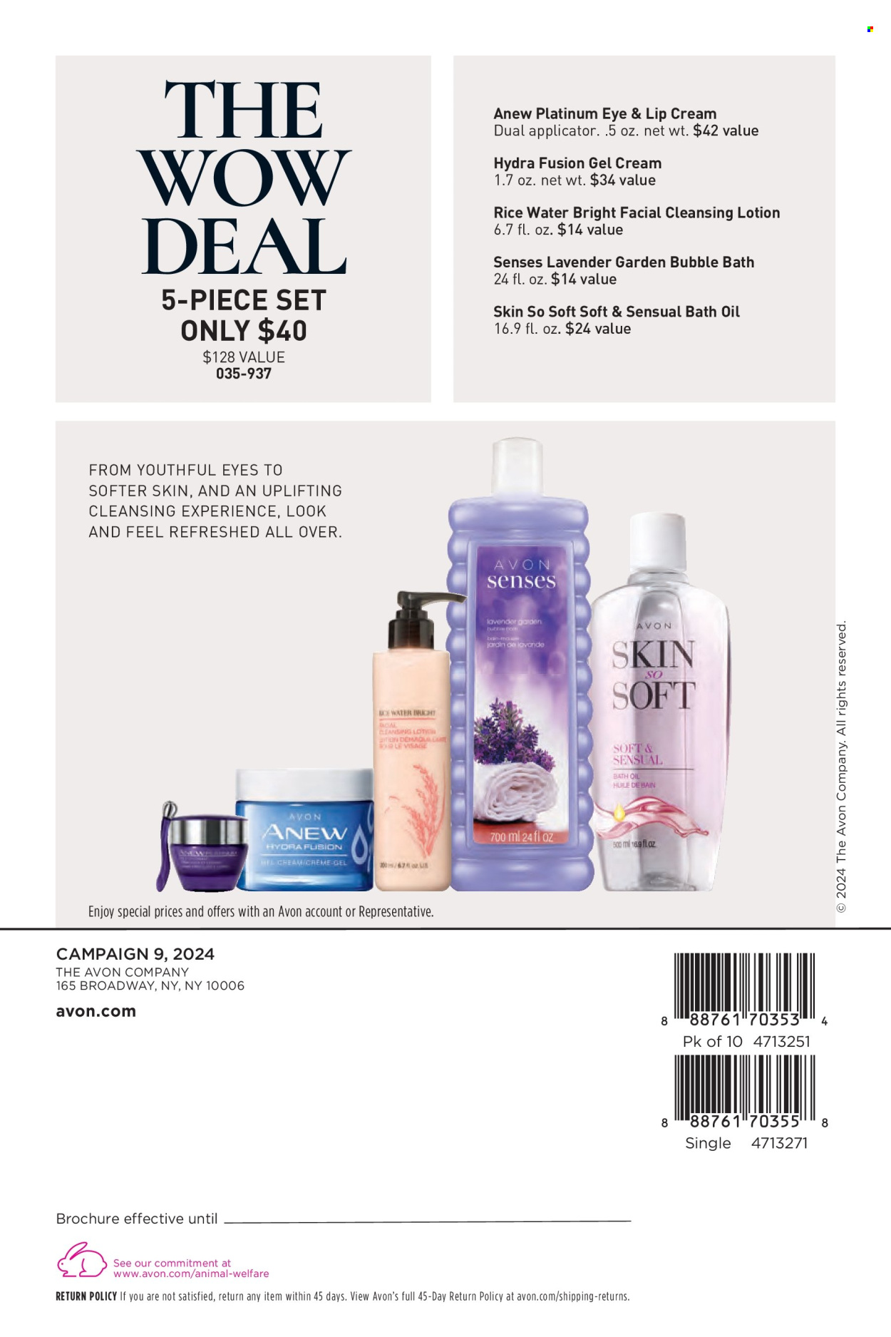 thumbnail - Avon Flyer - 04/24/2024 - 05/07/2024 - Sales products - bath oil, bubble bath, Avon, Anew, gel cream, Skin So Soft, skin care product. Page 100.