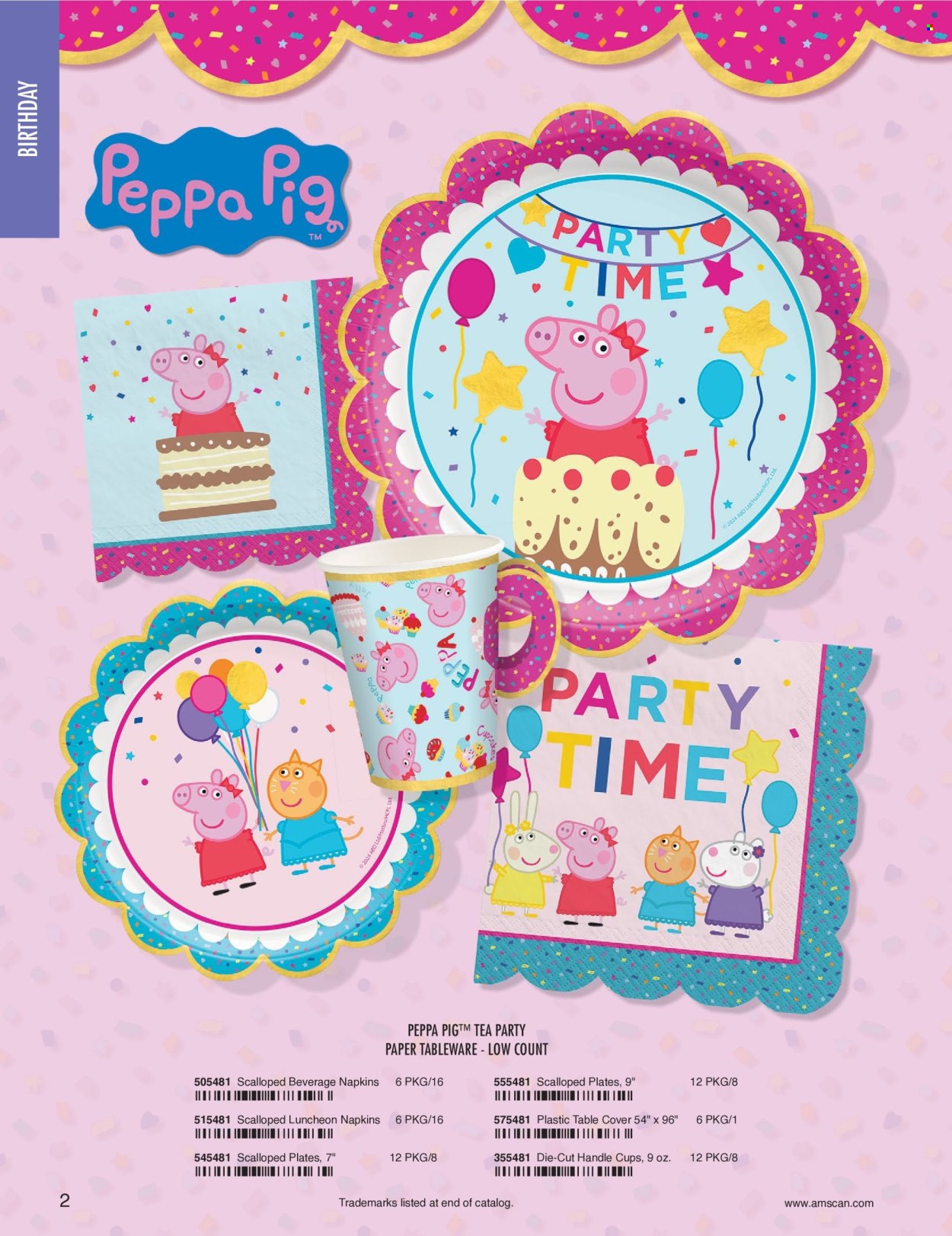 thumbnail - Amscan Flyer - Sales products - napkins, tableware, plate, Peppa Pig, cup, Hasbro. Page 2.