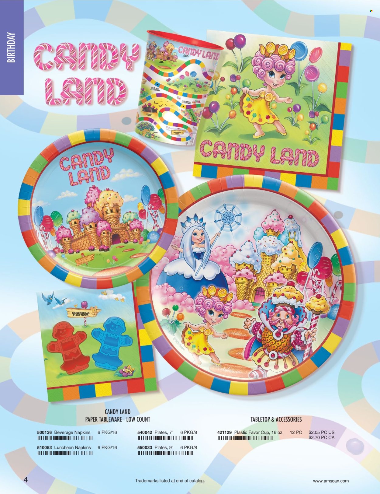 thumbnail - Amscan Flyer - Sales products - napkins, tableware, plate, cup, Hasbro. Page 4.