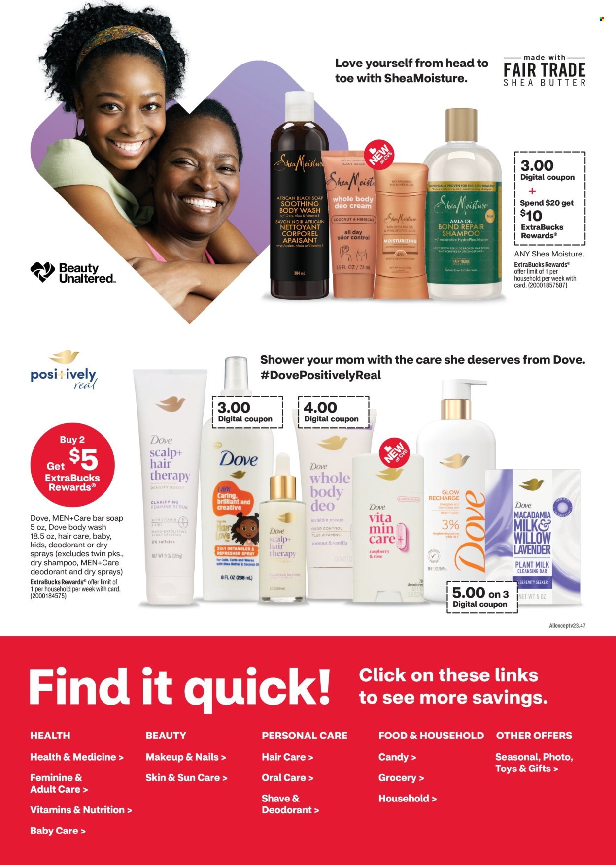 thumbnail - CVS Pharmacy Flyer - 04/28/2024 - 05/04/2024 - Sales products - plant-based milk, Dove, Boost, body wash, shampoo, soap bar, soap, hair products, brightening serum, serum, sun care, refresher, dry shampoo, shea butter, anti-perspirant, deodorant, zinc, dietary supplement, medicine, vitamins, makeup. Page 5.