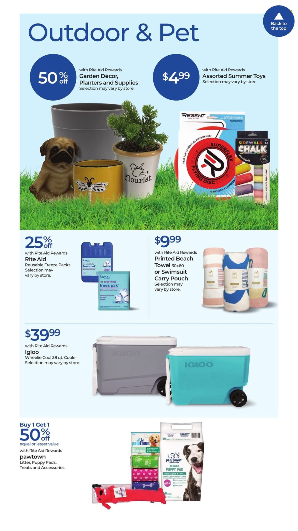 thumbnail - RITE AID Flyer - 04/28/2024 - 05/04/2024 - Sales products - Planters, pads, trash bags, towel, beach towel, puppy pads, toys. Page 16.