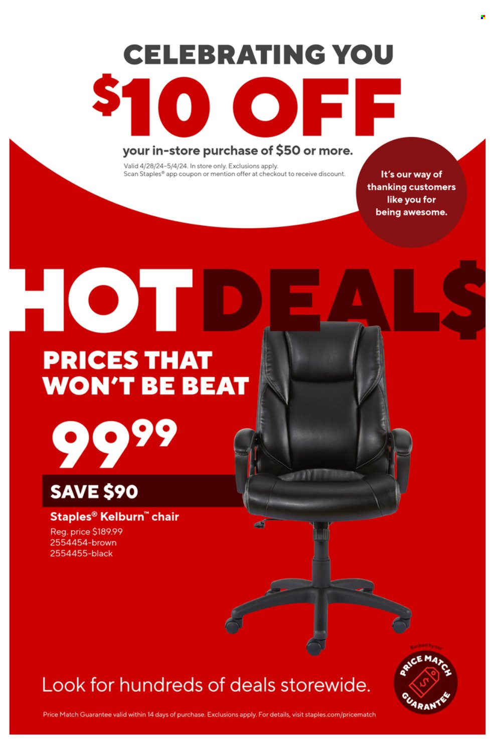 thumbnail - Staples Flyer - 04/28/2024 - 05/04/2024 - Sales products - chair. Page 1.