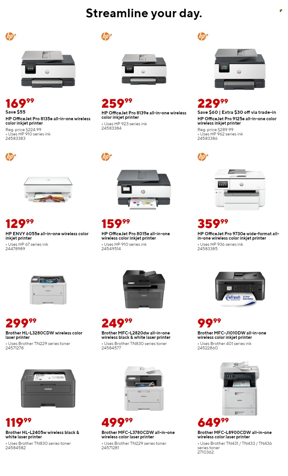 thumbnail - Staples Flyer - 04/28/2024 - 05/04/2024 - Sales products - Hewlett Packard, Brother, hp envy, laser printer, ink printer, printer, HP OfficeJet, toner. Page 10.
