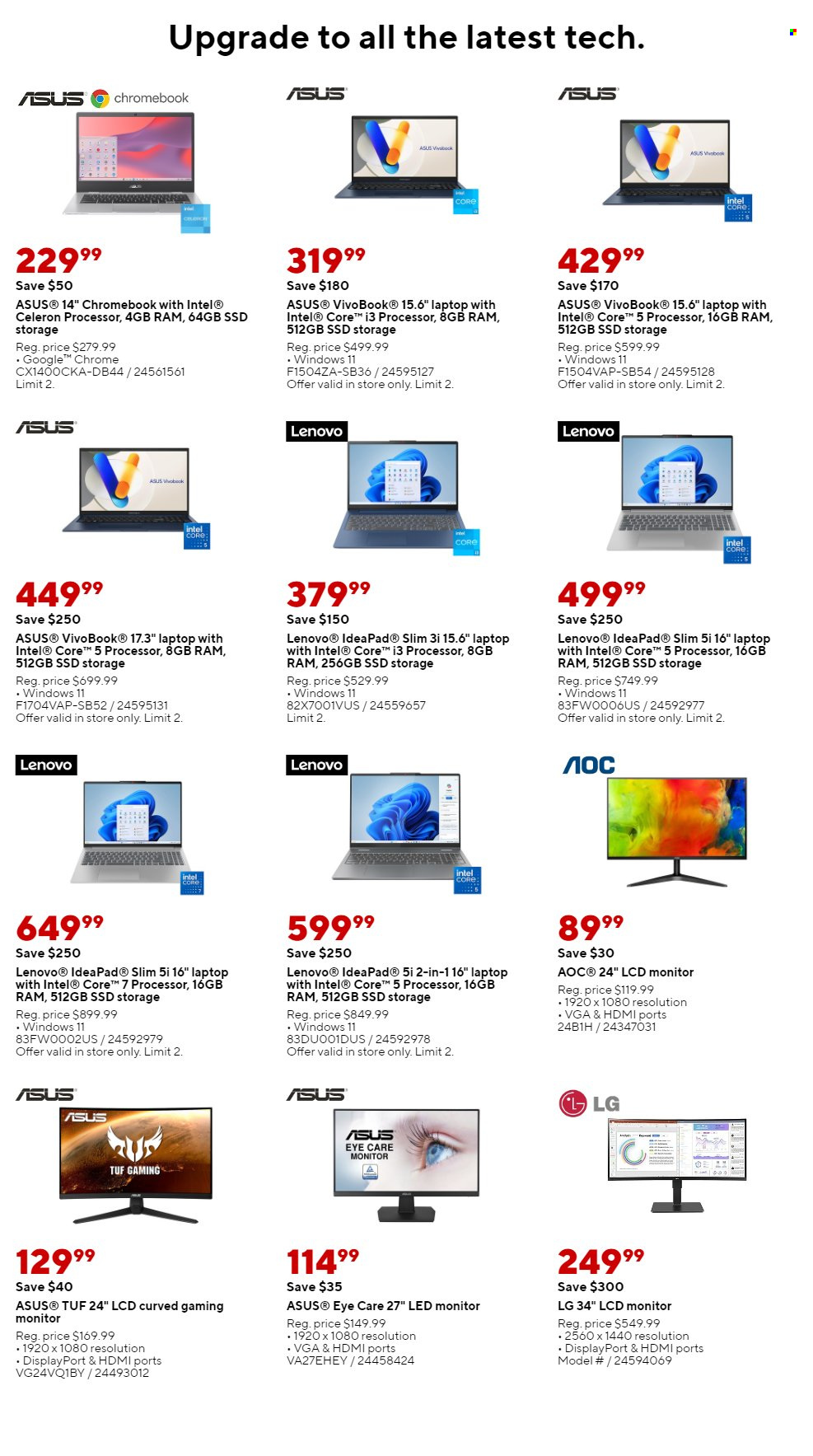 thumbnail - Staples Flyer - 04/28/2024 - 05/04/2024 - Sales products - LG, Intel, Asus, Lenovo, chromebook, laptop, monitor. Page 7.