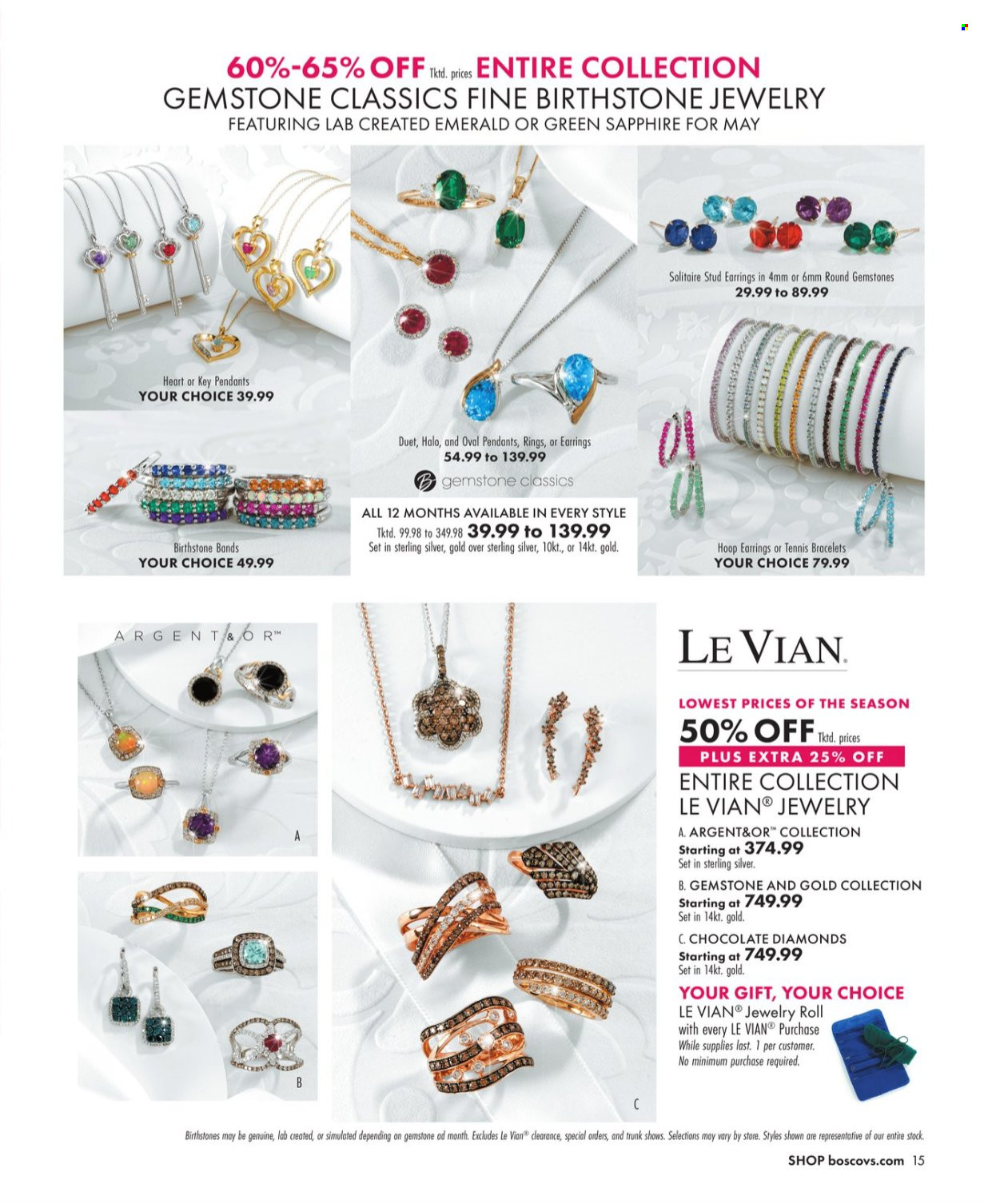 thumbnail - Boscov's Flyer - 04/25/2024 - 05/15/2024 - Sales products - chocolate, bracelet, earrings, pendant, jewelry. Page 15.