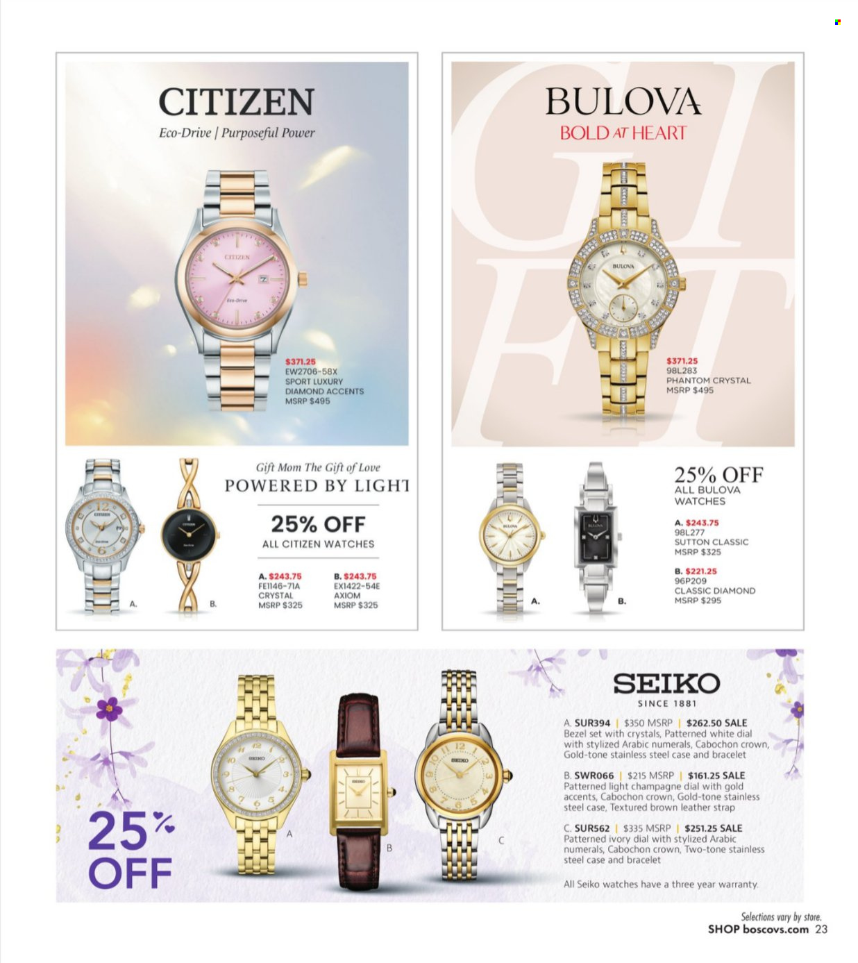 thumbnail - Boscov's Flyer - 04/25/2024 - 05/15/2024 - Sales products - Dial, bracelet, Seiko, watch. Page 23.