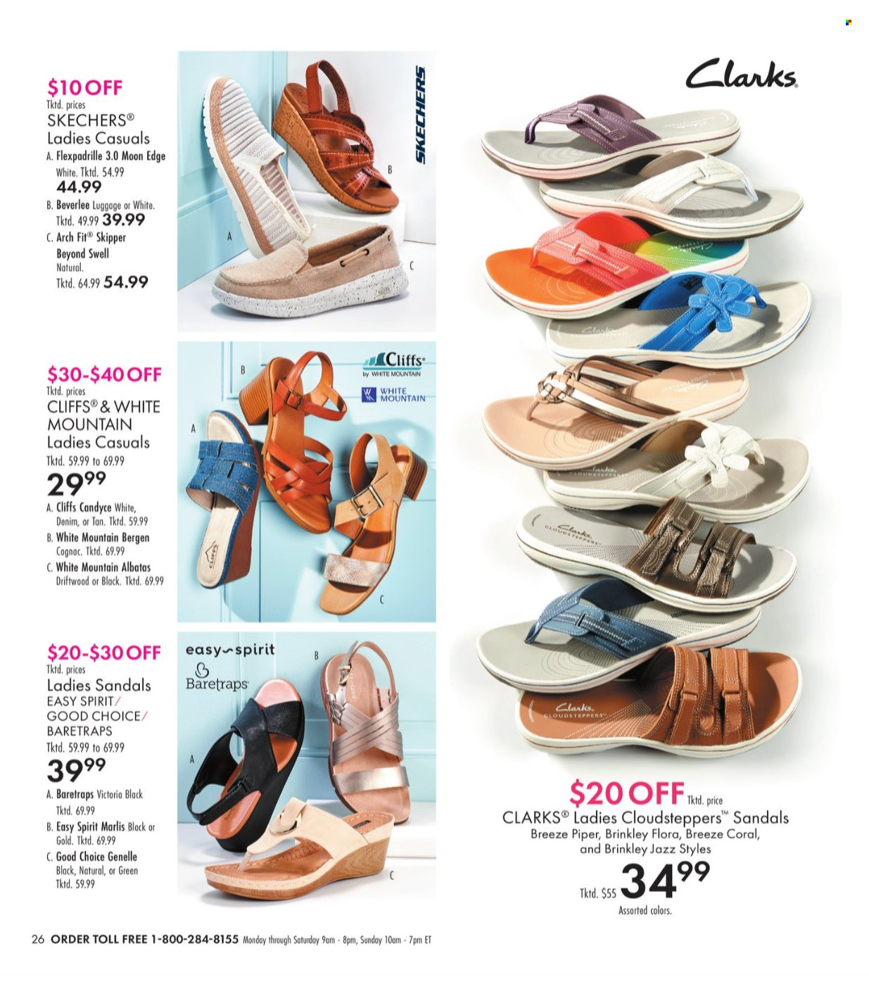 thumbnail - Boscov's Flyer - 04/25/2024 - 05/15/2024 - Sales products - sandals, Skechers, cloudsteppers, Baretraps, Denim, luggage. Page 26.