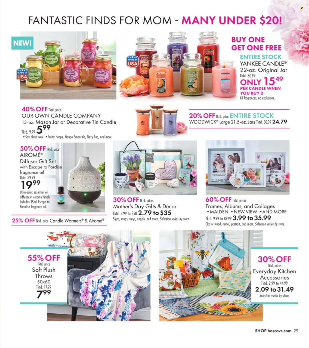 thumbnail - Boscov's Flyer - 04/25/2024 - 05/15/2024 - Sales products - gift set, fragrance, mug, kitchen tools, jar, candle, diffuser, Yankee Candle, blanket. Page 29.