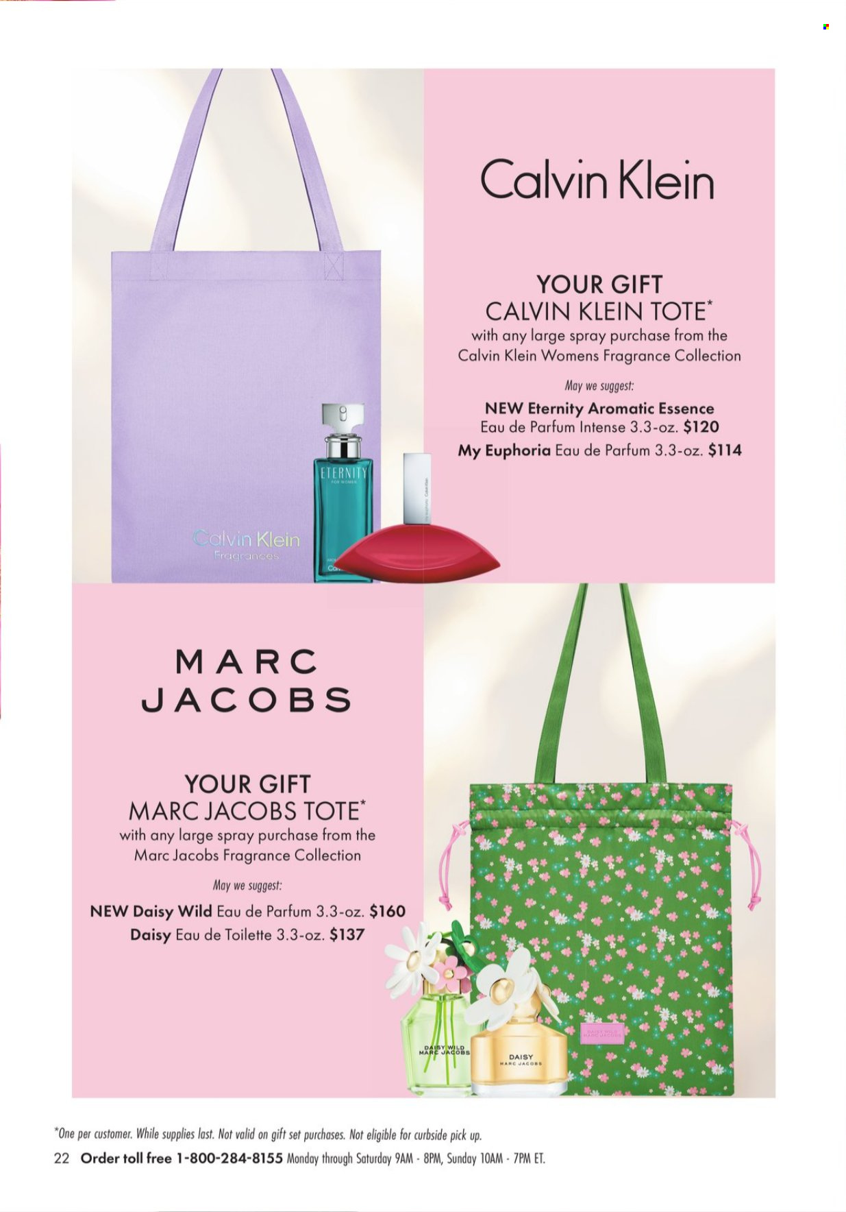 thumbnail - Boscov's Flyer - 04/25/2024 - 05/15/2024 - Sales products - Calvin Klein, Marc Jacobs, gift set, eau de parfum, eau de toilette, fragrance, tote. Page 22.