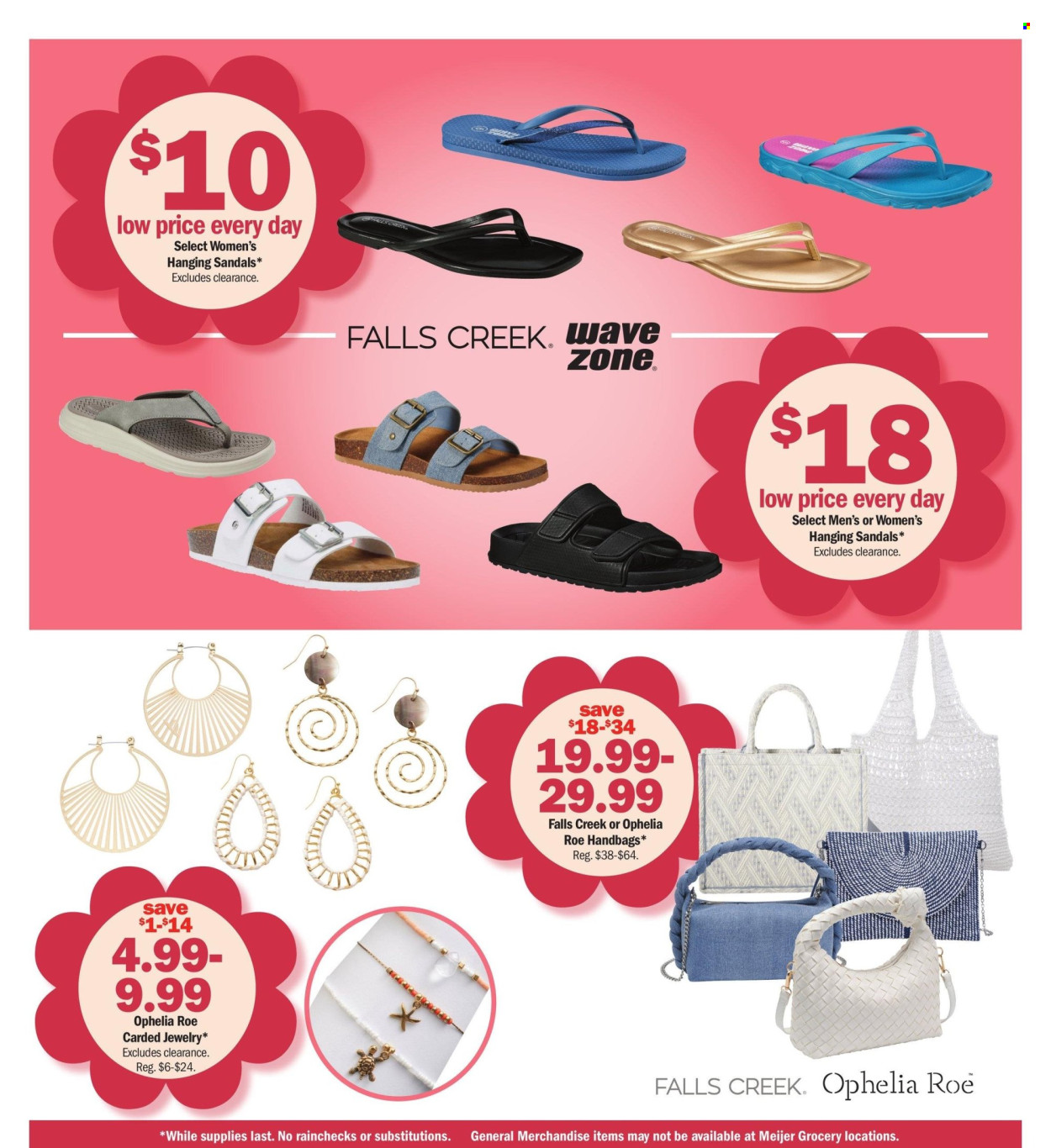 thumbnail - Meijer Flyer - 04/28/2024 - 05/12/2024 - Sales products - sandals, handbag, jewelry. Page 9.