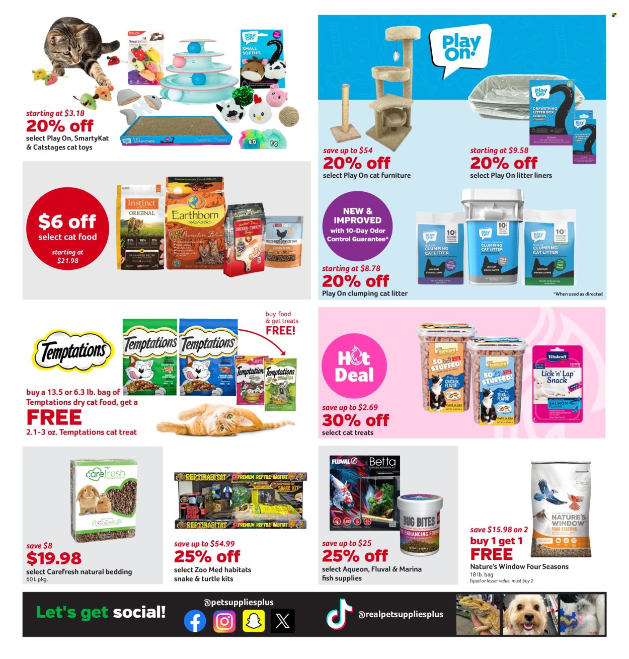 thumbnail - Pet Supplies Plus Flyer - 04/25/2024 - 05/22/2024 - Sales products - cat litter, cat toy, Play On, Aqueon, Fluval, animal food, animal treats, cat food, dry cat food. Page 3.