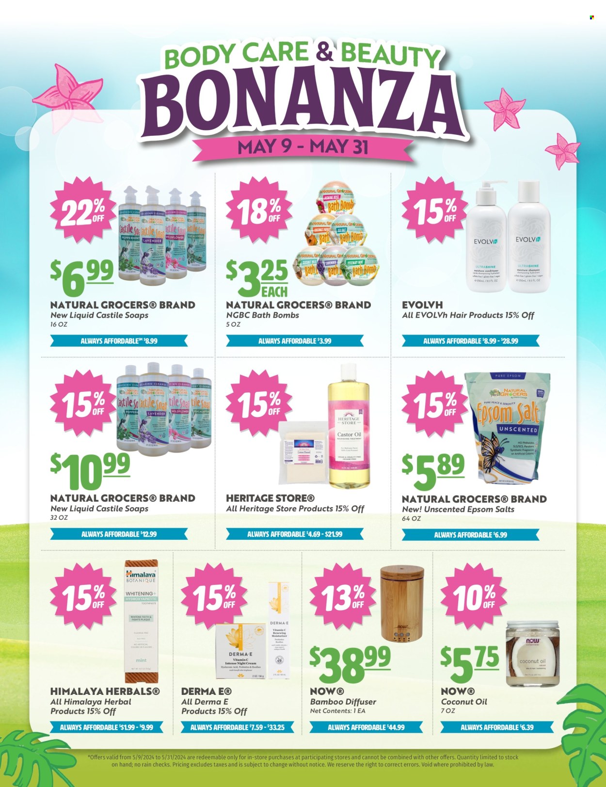 thumbnail - Natural Grocers Flyer - 05/09/2024 - 05/31/2024 - Sales products - coconut oil, bath bomb, hair products, epsom salt. Page 6.