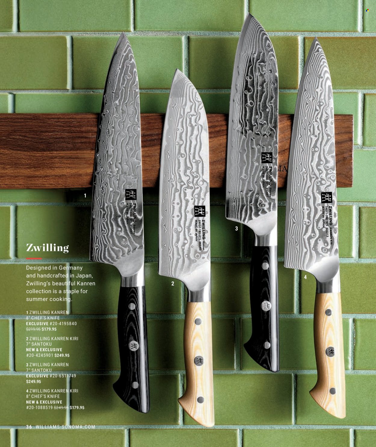 thumbnail - Williams-Sonoma Flyer - Sales products - Kiri, knife, chef’s knife. Page 36.