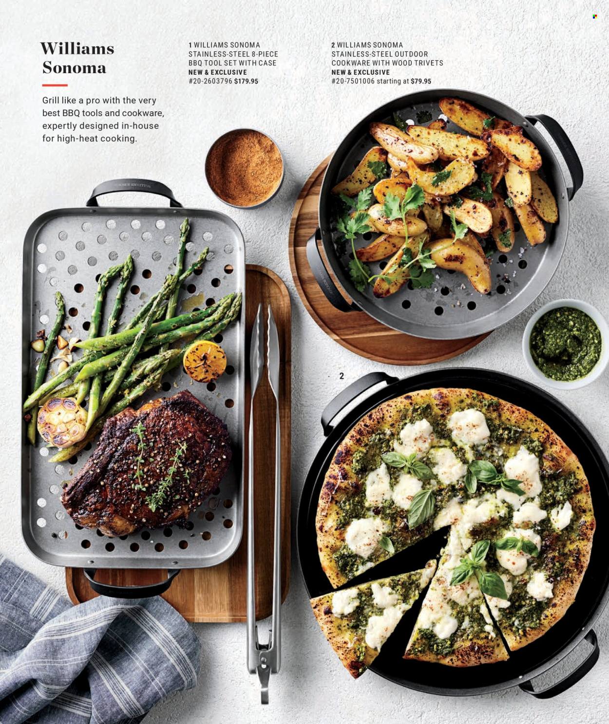 thumbnail - Williams-Sonoma Flyer - Sales products - cookware set, coasters, grill, grill accessories. Page 53.