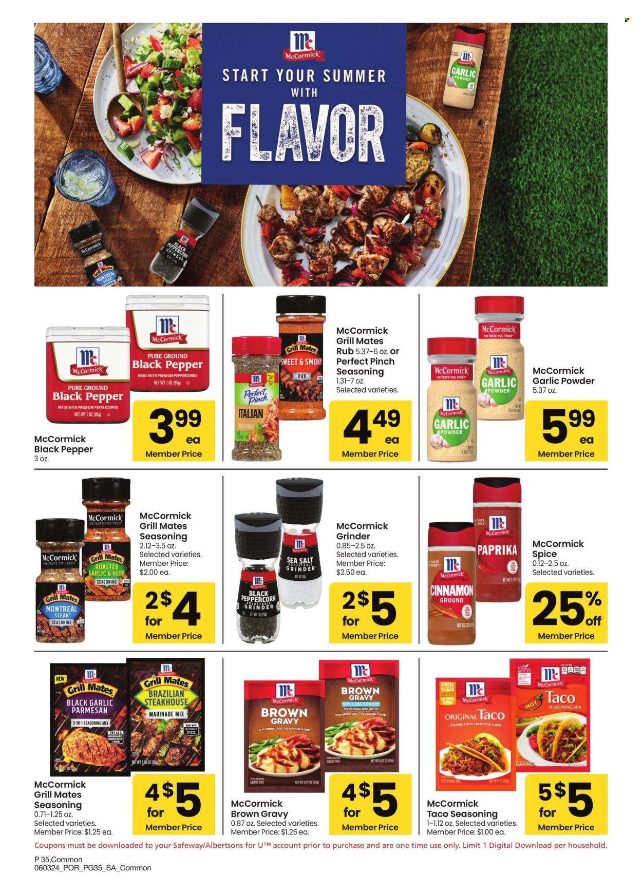 thumbnail - Albertsons Flyer - 06/03/2024 - 07/07/2024 - Sales products - black pepper, spice, seasoning, garlic powder. Page 35.