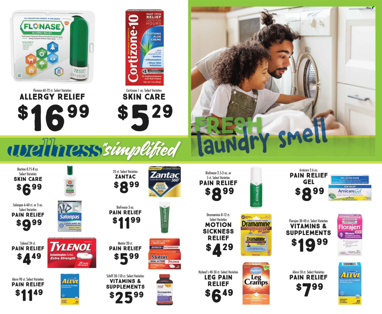 thumbnail - Fresh Market Flyer - 06/05/2024 - 07/02/2024 - Sales products - skin care product, Aleve, glucosamine, Tylenol, Zantac, Ibuprofen, pain relief, Boiron, nasal spray, allergy relief, dietary supplement, health supplement, Motrin, allergy control, pain therapy, Cortizone, vitamins. Page 14.