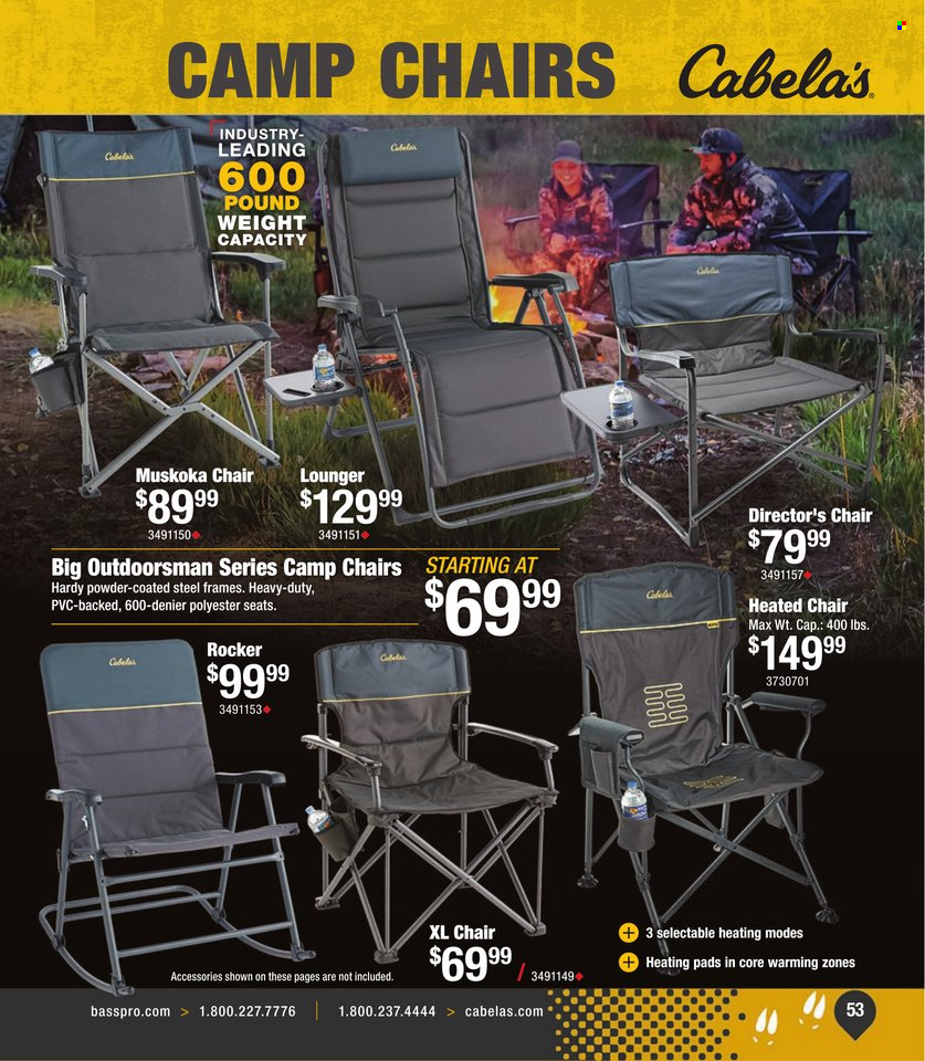 thumbnail - Cabela's Flyer - Sales products - chair, camping chair. Page 53.
